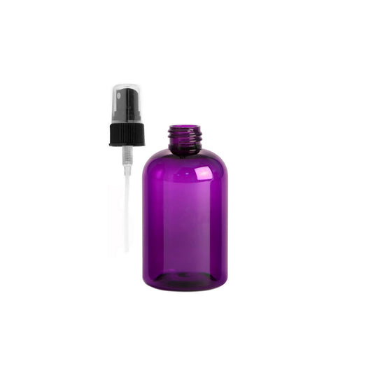 4 oz Purple Boston Round Bottles, Black Spray Cap (8 Pack)
