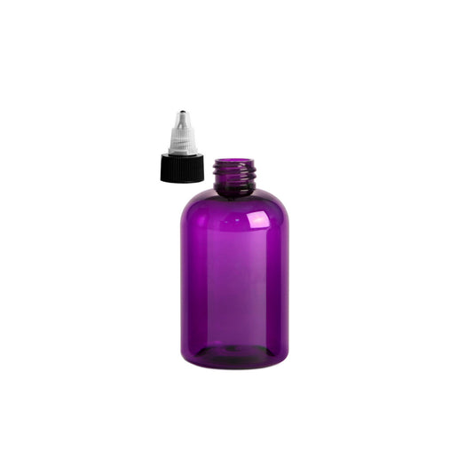 4 oz Purple Boston Round Bottles, Black/Natural Twist Cap (12 Pack)