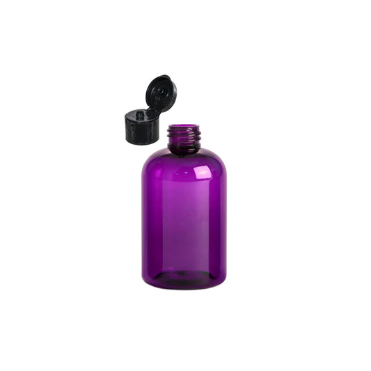 4 oz Purple Boston Round Bottles, Black Smooth Snap Cap (12 Pack)