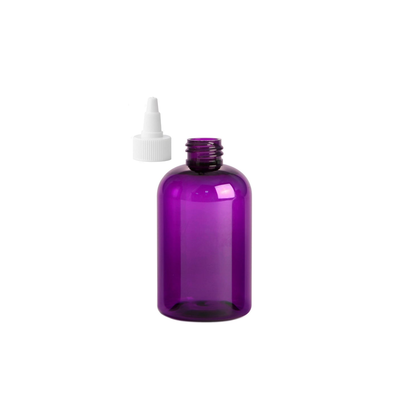 4 oz Purple Boston Round Bottles, White Twist Cap (12 Pack)