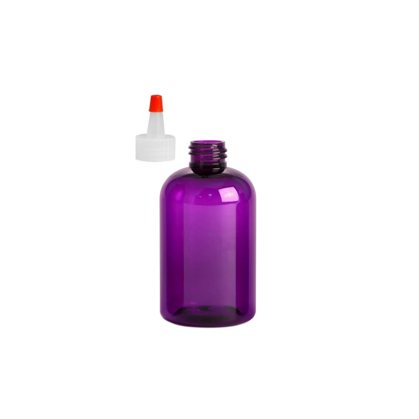 4 oz Purple Boston Round Bottles, Yorker Cap (12 Pack)