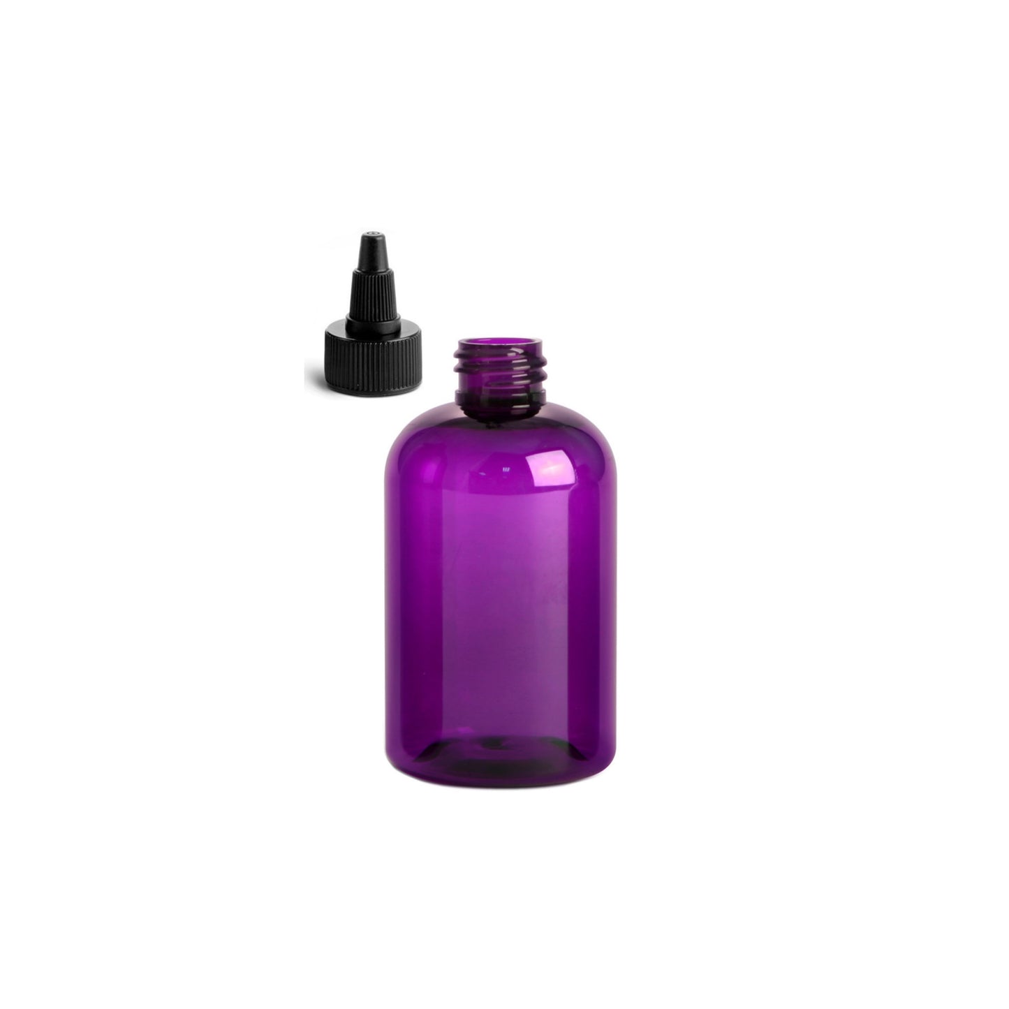 4 oz Purple Boston Round Bottles, Black Twist Cap (12 Pack)