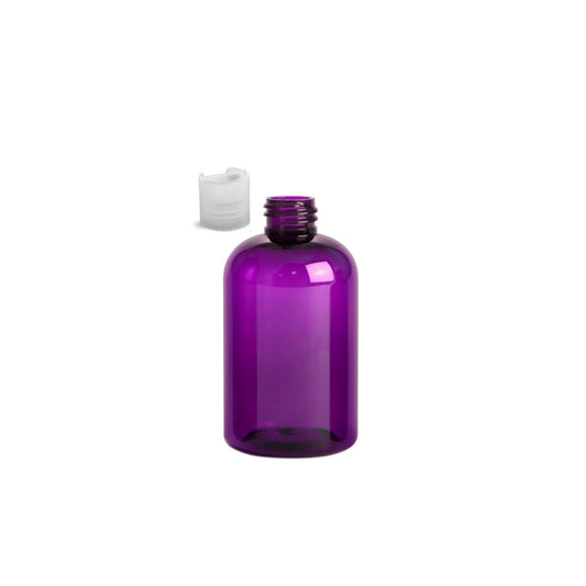 4 oz Purple Boston Round Bottles, Natural Disc Cap (12 Pack)