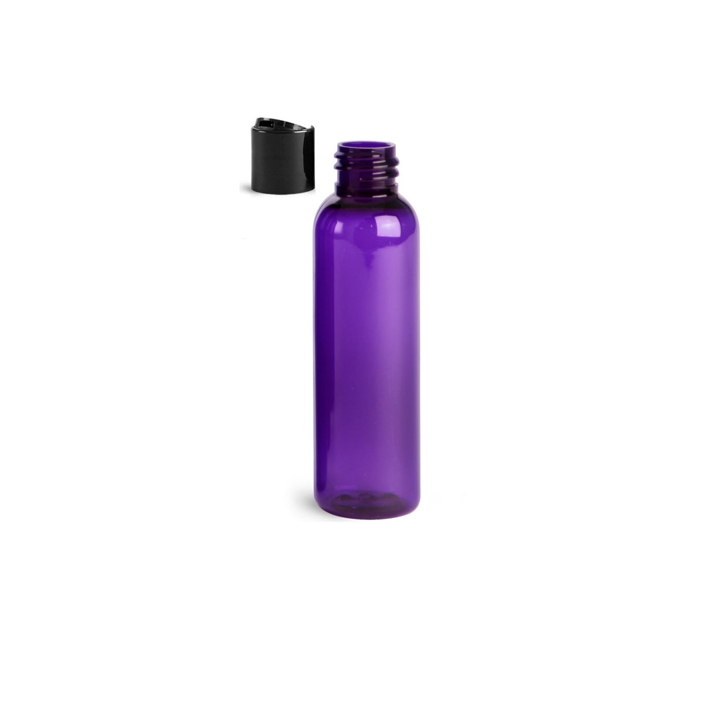 4 oz Purple Cosmo Round Bottles, Black Disc Cap (12 Pack)