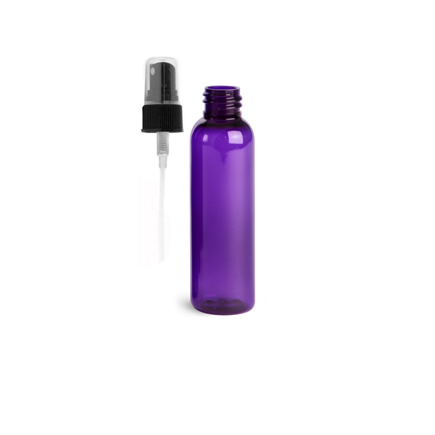 4 oz Purple Cosmo Round Bottles, Black Spray Cap (8 Pack)