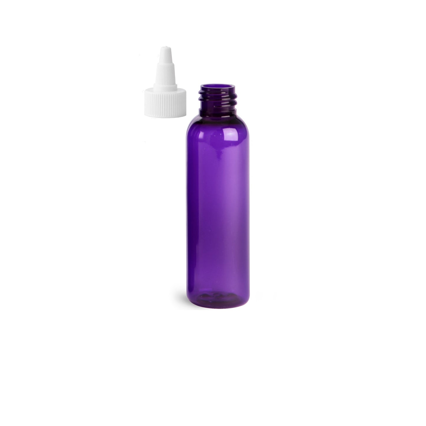 4 oz Purple Cosmo Round Bottles, White Twist Cap (12 Pack)