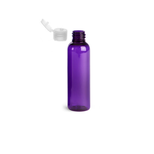 4 oz Purple Cosmo Round Bottles, Natural Ribbed Snap Cap (12 Pack)