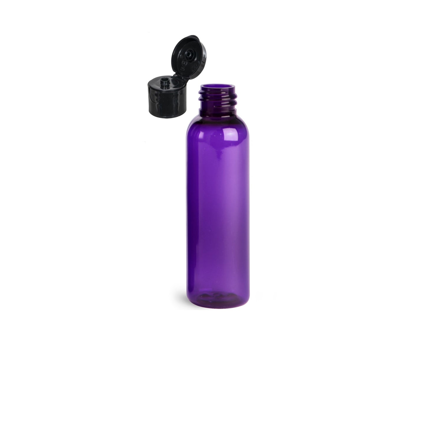 4 oz Purple Cosmo Round Bottles, Black Smooth Snap Cap (12 Pack)