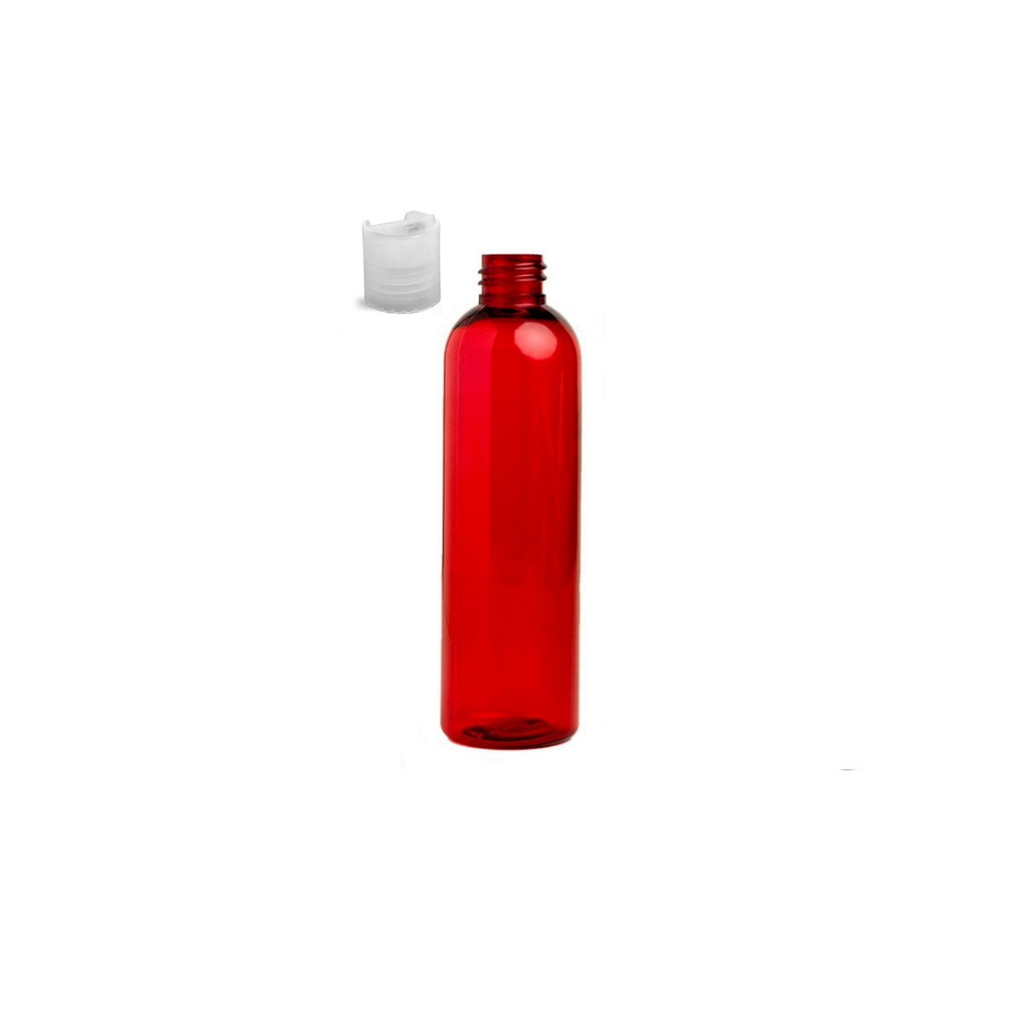 4 oz Red Cosmo Round Bottles, Natural Disc Cap (12 Pack)