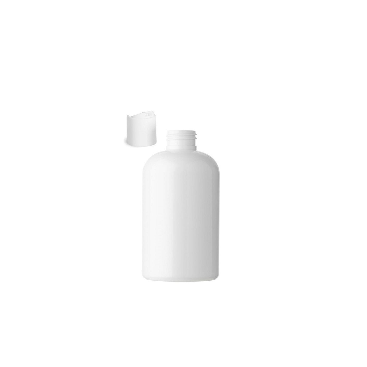 4 oz White Boston Round Bottles, White Disc Cap (12 Pack)