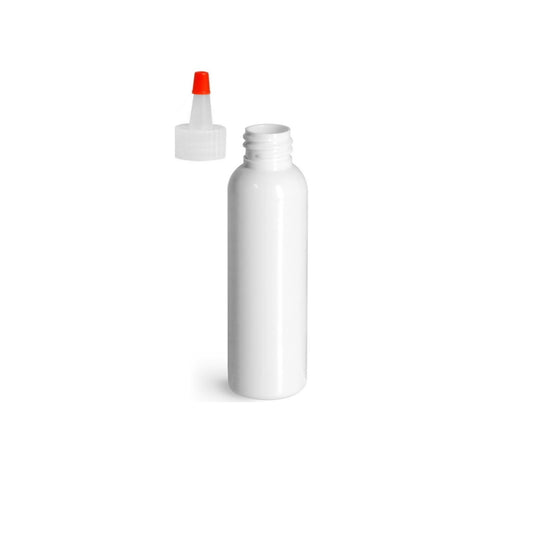 4 oz White Cosmo Round Bottles, Yorker Cap (12 Pack)