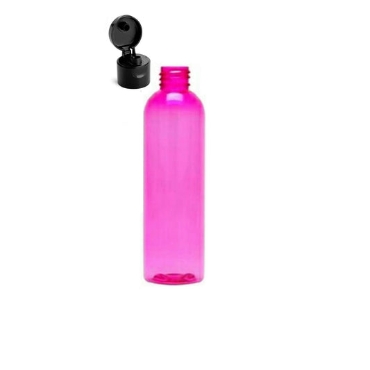 8 oz Pink Cosmo Round Bottles, Black Smooth Snap Cap (12 Pack)