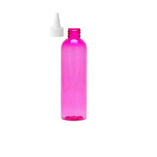 8 oz Pink Cosmo Round Bottles, White Twist Cap (12 Pack)