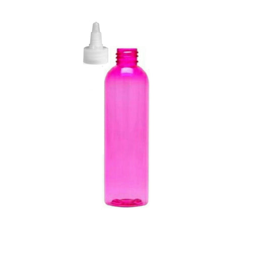 8 oz Pink Cosmo Round Bottles, Natural Twist Cap (12 Pack)