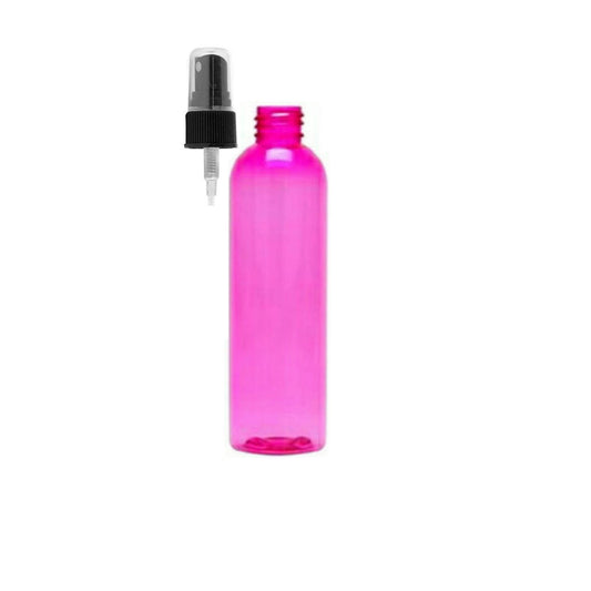 8 oz Pink Cosmo Round Bottles, Black Spray Cap (8 Pack)