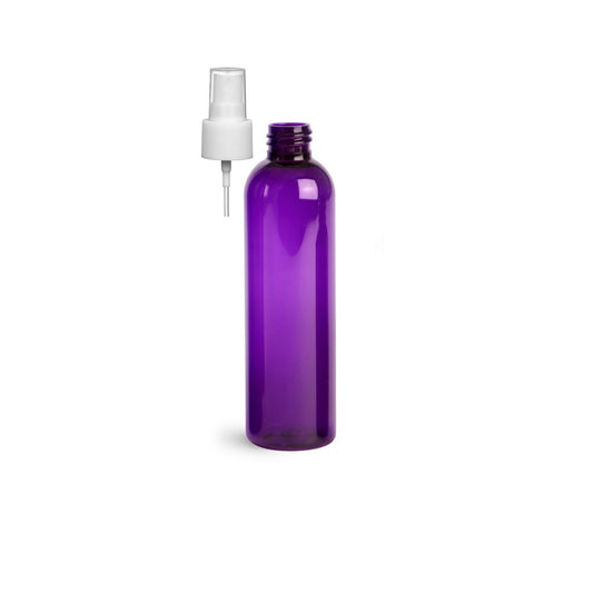 8 oz Purple Cosmo Round Bottles, White Spray Cap (8 Pack)