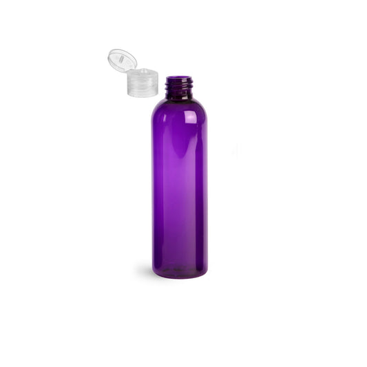 8 oz Purple Cosmo Round Bottles, Natural Smooth Snap Cap (12 Pack)