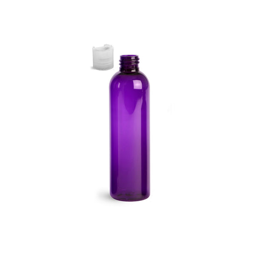 8 oz Purple Cosmo Round Bottles, Natural Disc Cap (12 Pack)