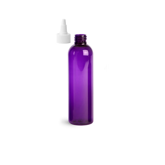 8 oz Purple Cosmo Round Bottles, White Twist Cap (12 Pack)