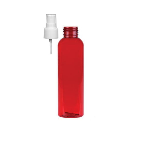 8 oz Red Cosmo Round Bottles, White Spray Cap (8 Pack)