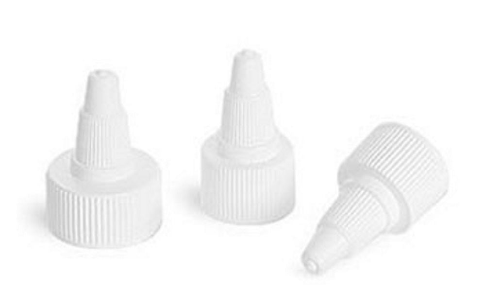 8 oz Clear Cosmo Round Bottles, White Twist Cap (12 Pack)